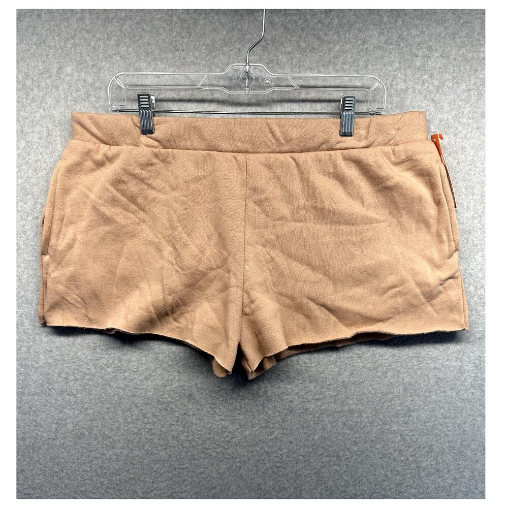 Colsie Womens Sweat Shorts Size XS Tan Fleece Elastic Waist Pockets NWT